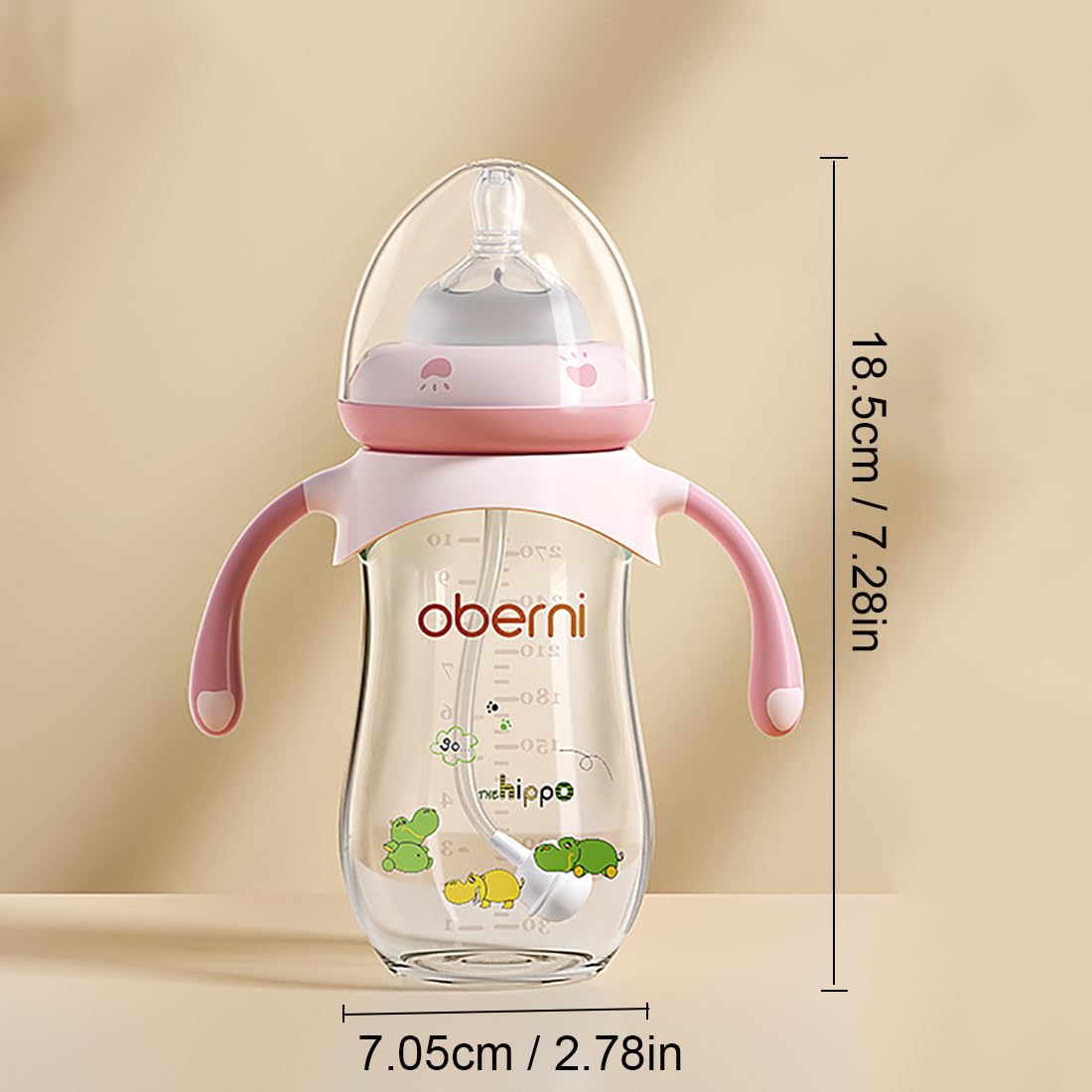 Baby Bottles, Weighted Straw Toddler Milk Bottles with Non-Slip Handle, Size + Variable Fast Flow, 12+ Months, BPA-Free, Blue/1Pack/9oz
