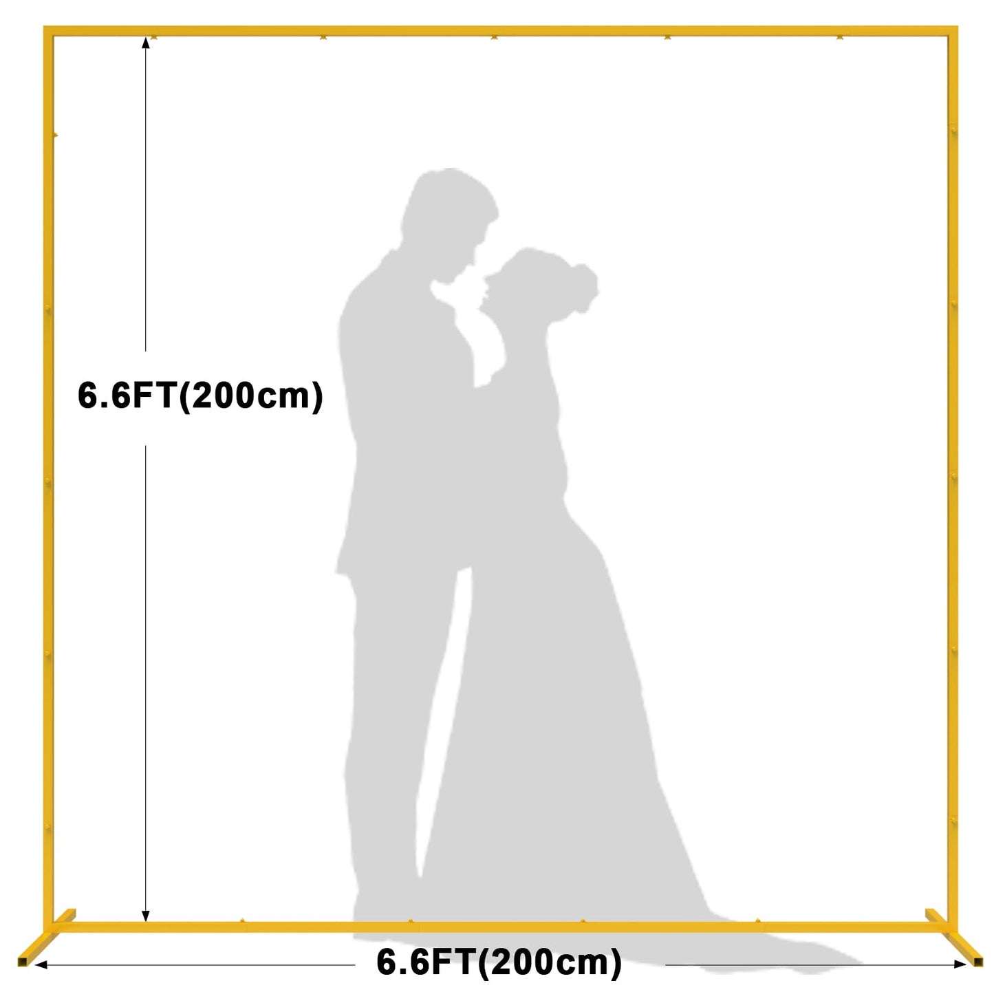 Wokceer Wedding Arch Backdrop Stand Square 6.6FTx6.6FT Gold Metal Balloon Arch Stand Garden Arbor Backdrop Frame for Wedding Birthday Party Baby Shower Photo Booth Background Decoration