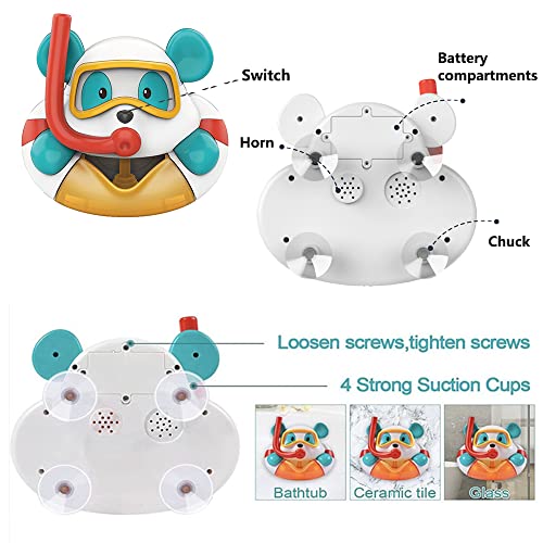 Bear Bubble Maker for Bath, Foam Blower Bubbling Making Machine, Nursery Rhyme Musical Bathtub Toy for Baby Kids Happy Bath