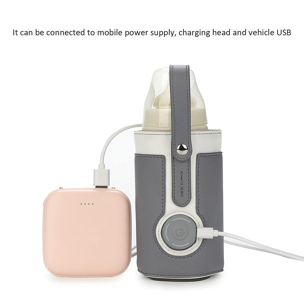 Bottle Warmer Bag 3 Temperature Adjustable Portable Baby Bottle Warmer for Connecting to Mobile Power