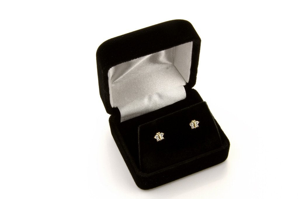 14k Yellow Gold Flower Stud Earrings with Screw Back - 12 Different Color Available