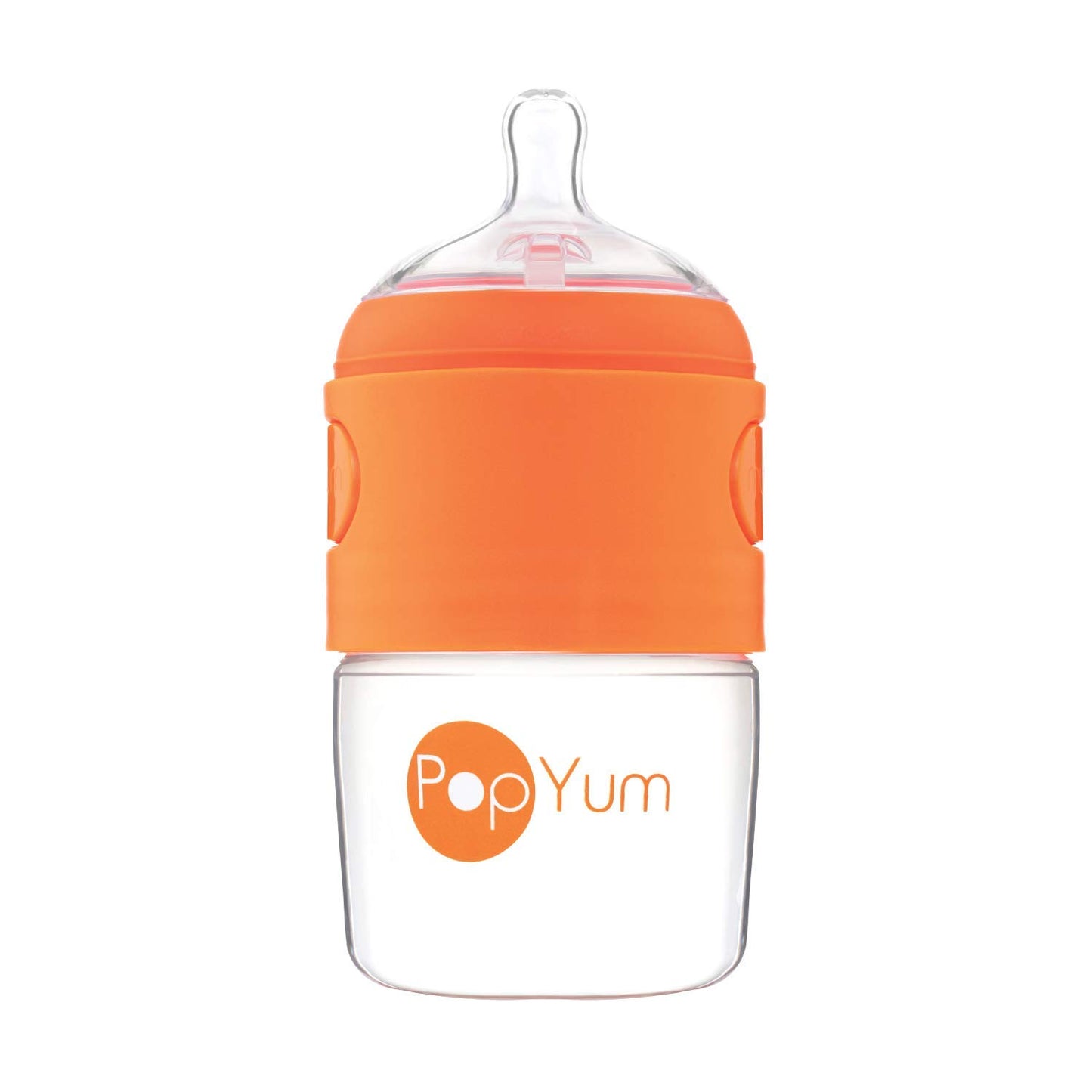 PopYum 9 oz Orange Anti-Colic Formula Making/Mixing/Dispenser Baby Bottle with #2 Medium Flow Nipple, 260 ml, BPA-Free, Natural Latch