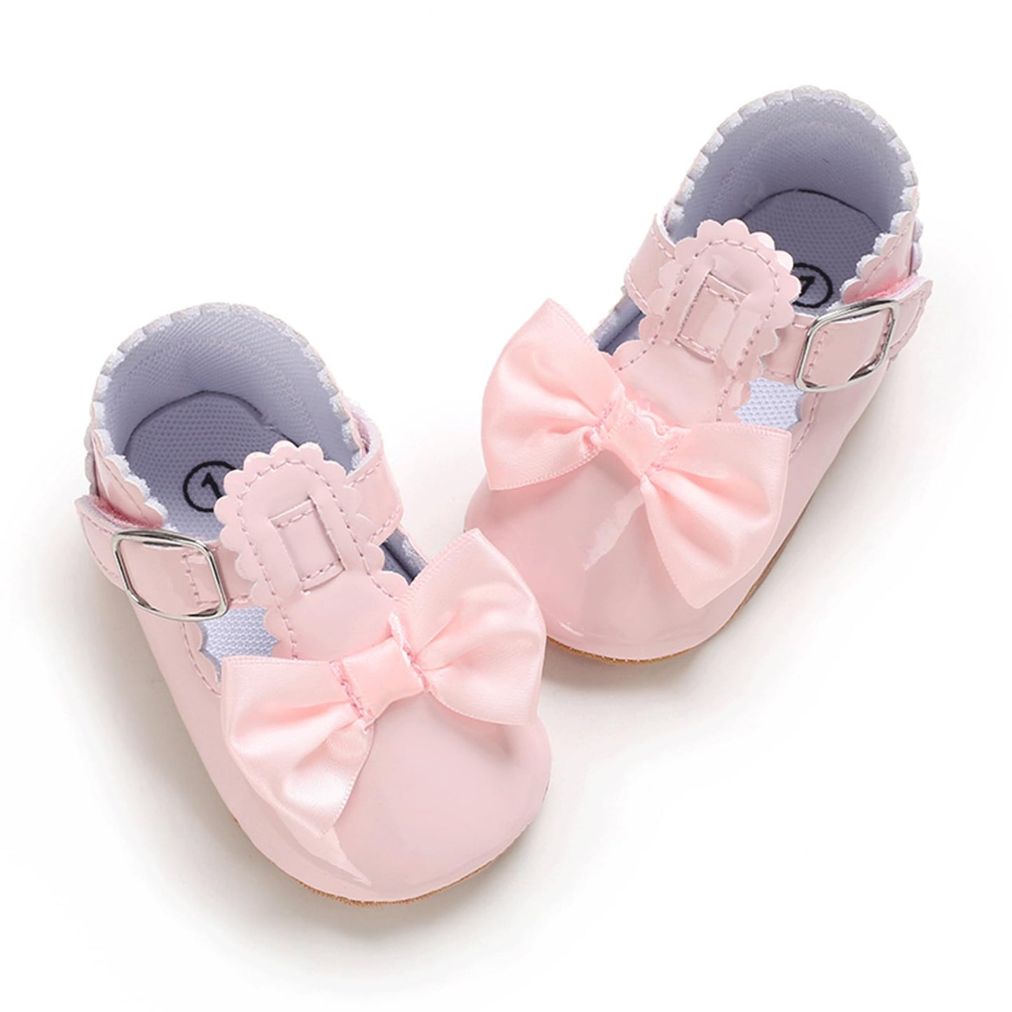 Baby Girl Mary Jane Flats Dress Shoes - Infant Newborn Shoes Anti-Slip Soft PU Leather Party School Wedding Princess Baby Girl Shoes 0-18M