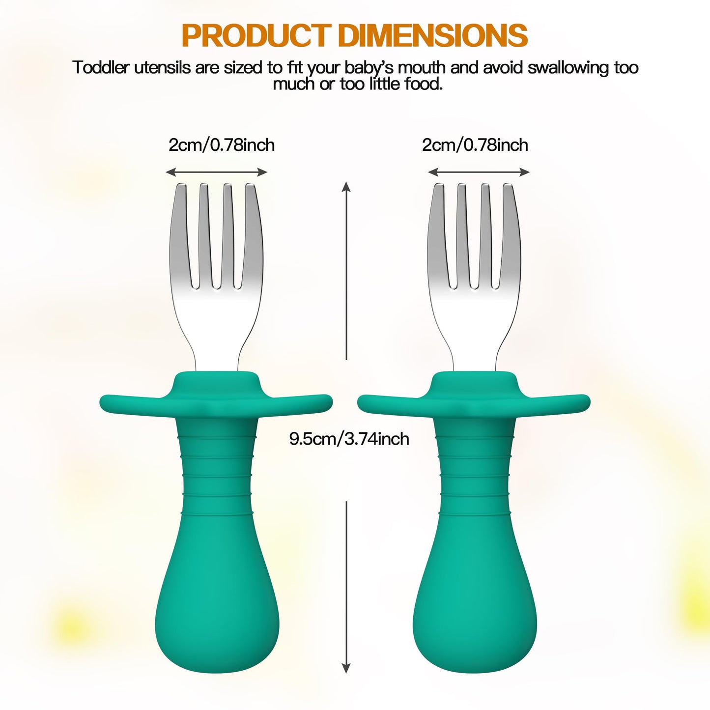 4Pcs Toddler Forks Baby Forks Set - Self-Feeding Utensils with Soft-Silicone Handles, 18/8 Stainless Steel, Anti-Choke & BPA-Free Cutlery Set