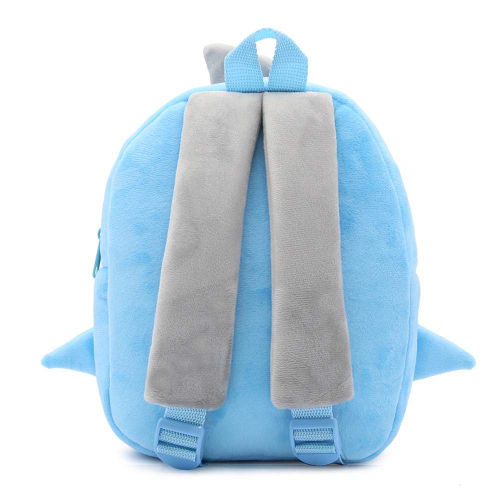 Cute Toddler Backpack Plush Animal Cartoon Mini Travel Daycare Bag for Baby Girl Boy 2-6 Years (Shark Blue)