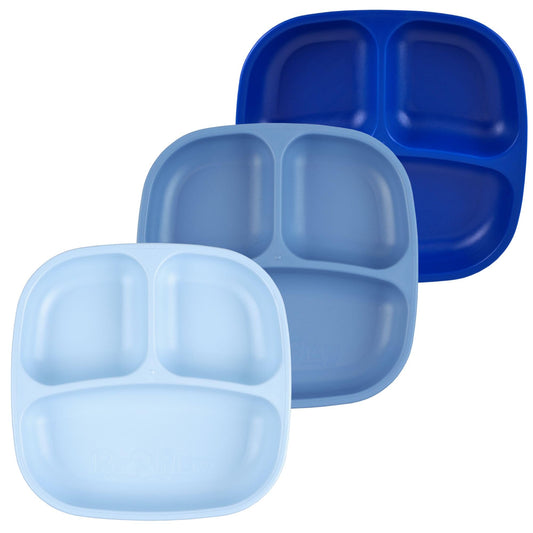 Re-Play Toddler Plates with Dividers - Deep-Walled 3 Compartments Divided Plates for Kids - Dishwasher & Microwave Safe - Made in USA - Set of 3-7.37" x 7.37" x 1.25" - Princess