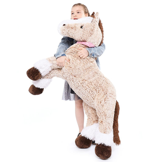 Tezituor Giant Stuffed Animal, 4ft Large Brown Pony Plush Toy, 47 inch Horse Plush Pillow Gift for Boys Girls