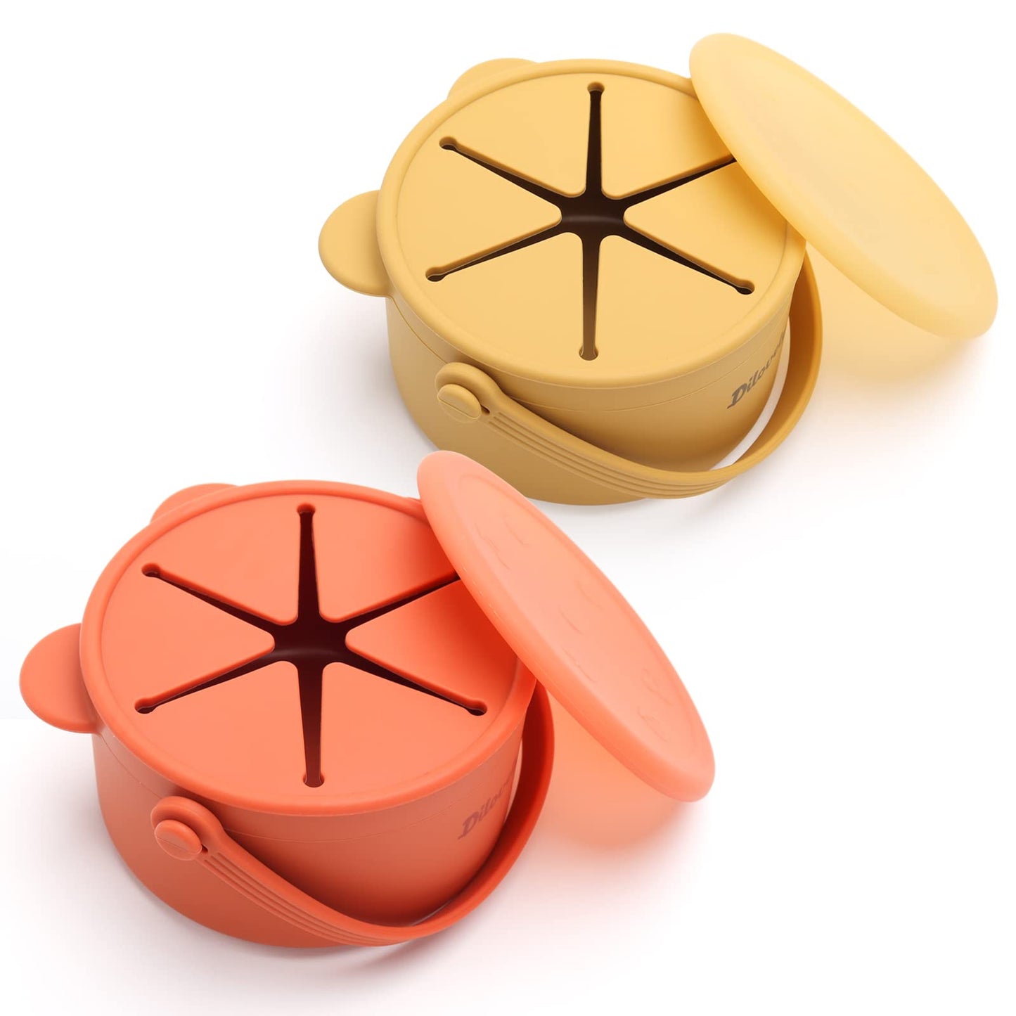 Silicone Snack Cups for Toddlers, Toddler Snack Containers, Baby Treat Catcher with DustProof Lid 2 Pack Dishwasher Safe and BPA Free 9 Oz