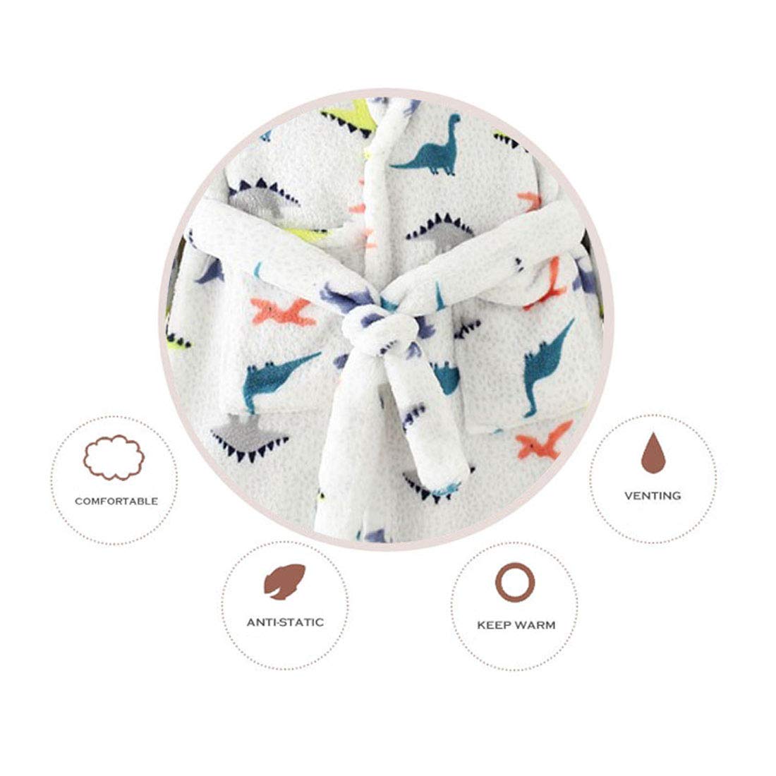 Toddlers Kids Hooded Robe Boys Girls Soft Flannel Bathrobes Pajamas Plush Robe