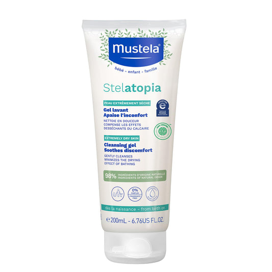 Mustela Stelatopia Eczema-Prone Skin Cleansing Gel - Baby Face & Body Wash with Natural Avocado & Sunflower Oil - Fragrance-Free & Tear Free - Various Sizes
