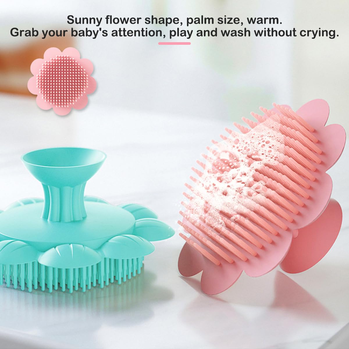 Baby Hair Scalp Massage Shampoo Brush with Soft Baby Bath Brush Silicone Massage Brush for All Hair Kid Newborn Toddler()