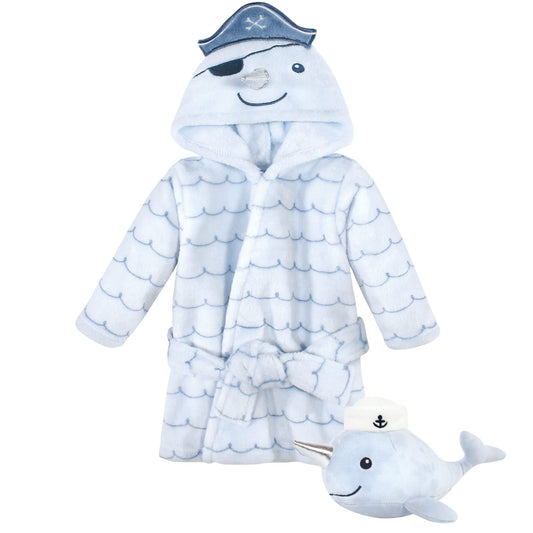 Hudson Baby Unisex Baby Plush Bathrobe and Toy Set
