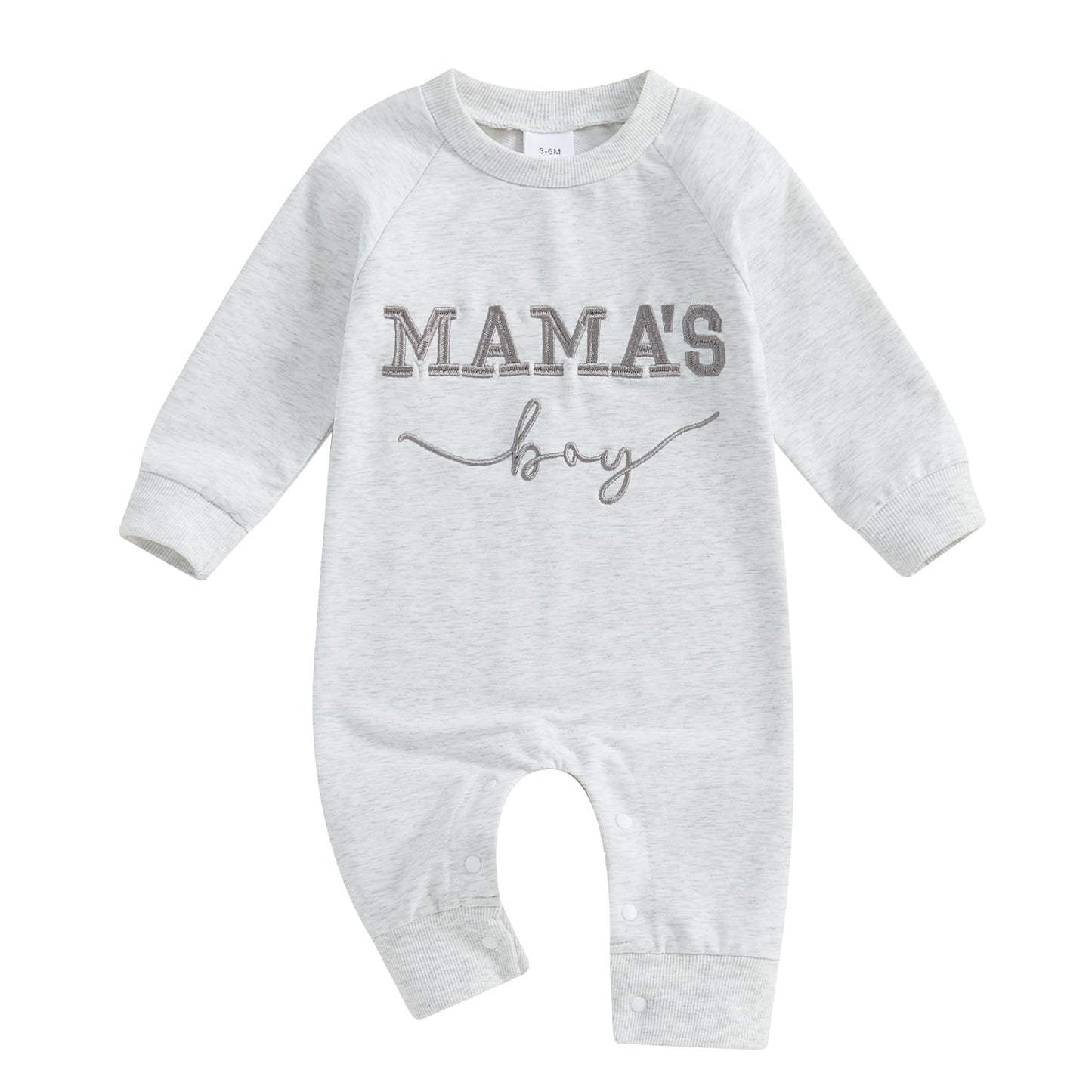 Newborn Baby Boy Fall Outfit Mamas Boy Embroidery Jumpsuit Long Sleeve Crewneck Romper Infant Boy Winter Clothes