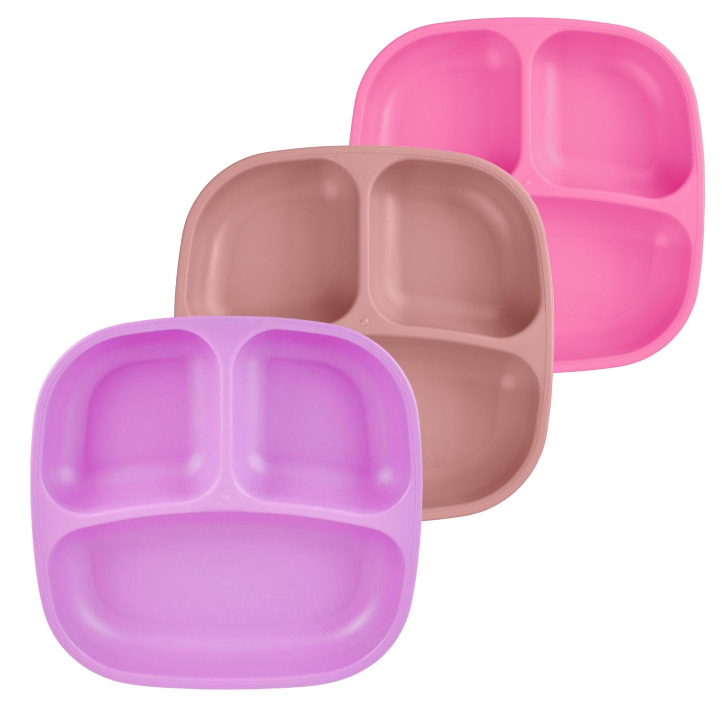 Re-Play Toddler Plates with Dividers - Deep-Walled 3 Compartments Divided Plates for Kids - Dishwasher & Microwave Safe - Made in USA - Set of 3-7.37" x 7.37" x 1.25" - Princess
