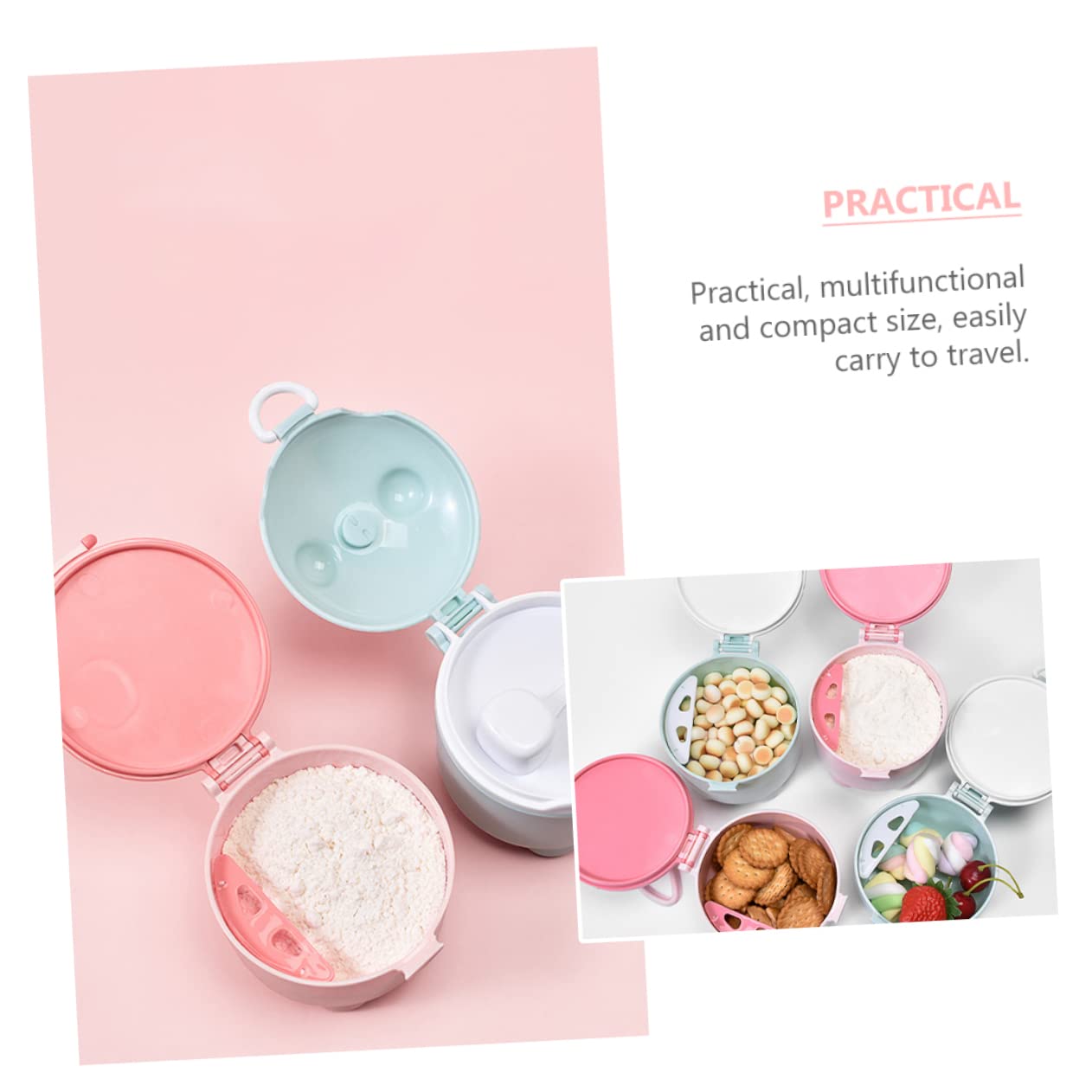 3pcs Portable Storage Tank Formula Holder Rice Flour Grid Seal Container Baby Clothes Complementary Food Container for Formula Milk Powder Formula Dispenser Packing Box