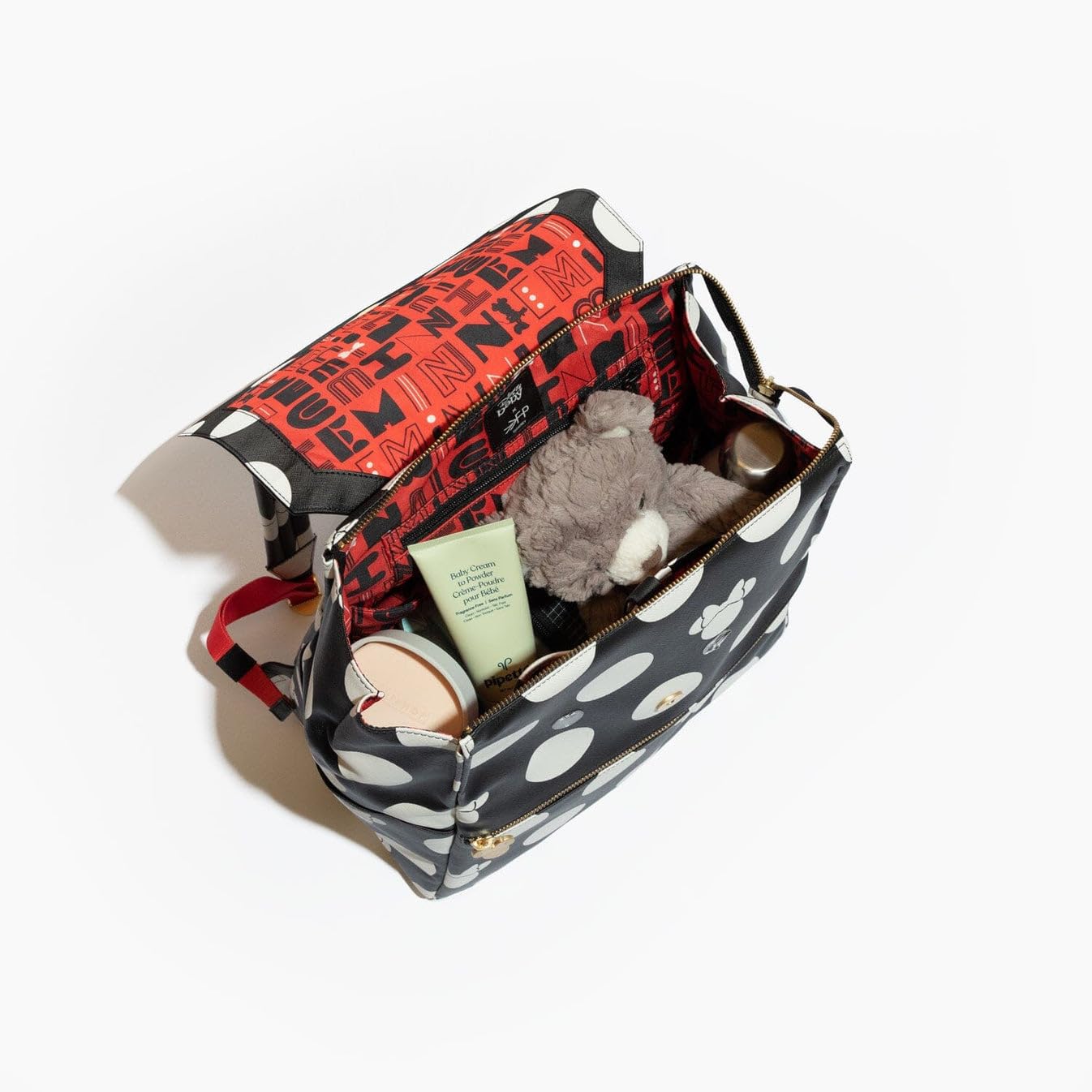 Freshly Picked Classic II Diaper Bag Backpack, Wipeable Vegan Leather With Changing Pad (Minnie Lots of Dots)