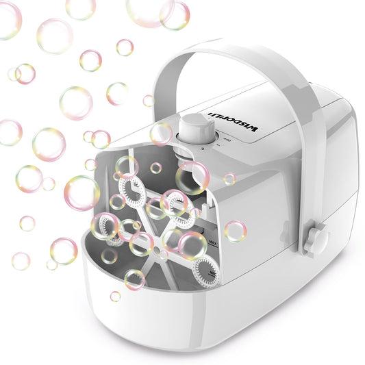 Bubble Machine, 3 in 1 Bubble Maker, Bubble Blower with Replaceable Bubble Wands, 8000+ Colorful Bubbles Per Minute, Operated by Plug-in or Batteries, Bubble Toys for Indoor Outdoor Birthday Party