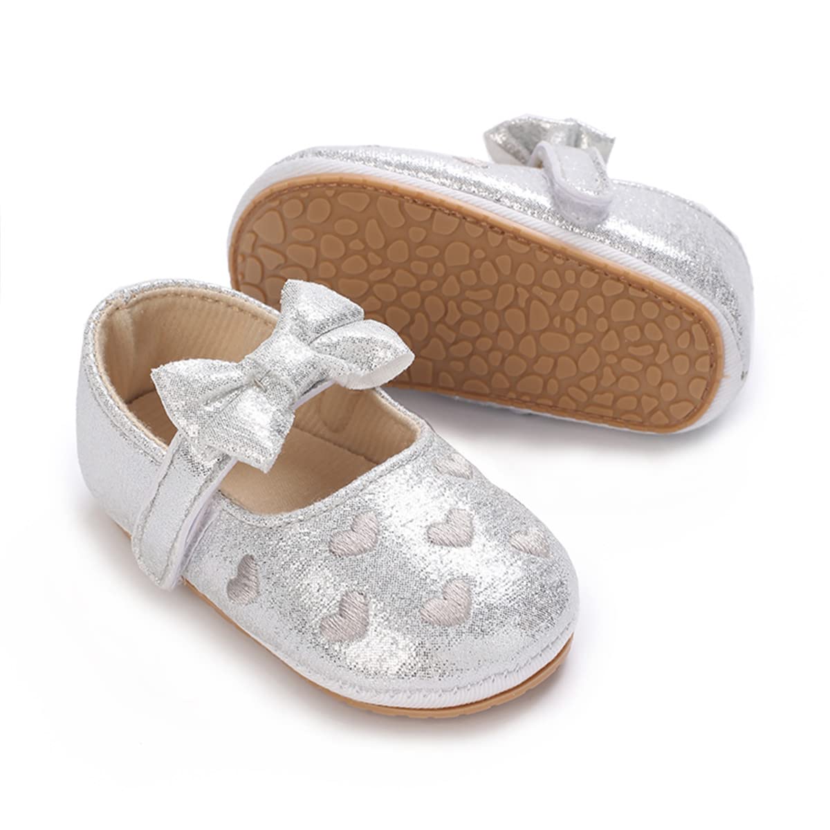LAFEGEN Baby Girls Mary Jane Flats with Bownot Non Slip Soft Sole PU Leather Newborn Infant Toddler First Walker Cirb Dress Shoes