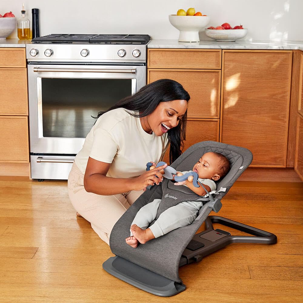 Ergobaby Evolve 3-in-1 Mesh Bouncer, Adjustable Multi Position Baby Bouncer Seat, Fits Newborn to Toddler, Grey Mesh