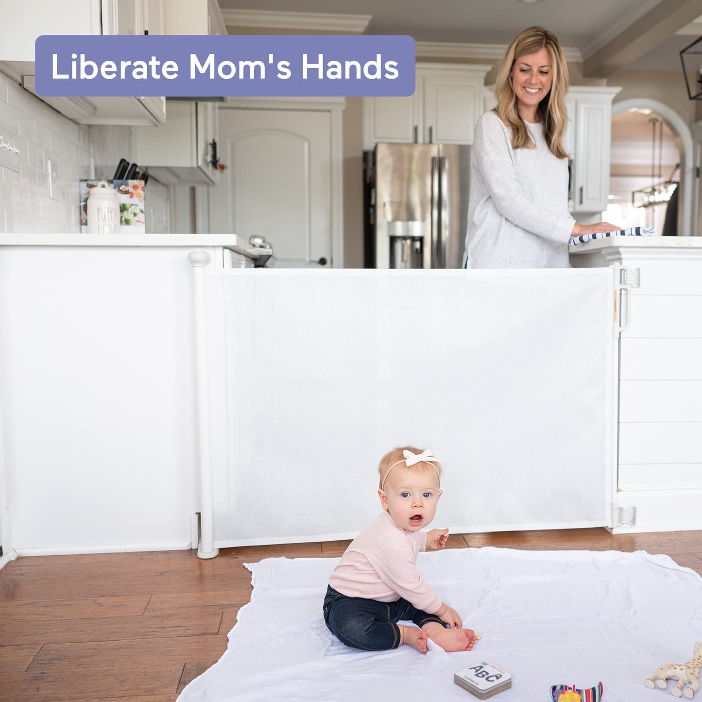 Momcozy Retractable Baby Gate, 33" Tall, Extends up to 55" Wide, Child Safety Baby Gates for Stairs, Doorways, Hallways, Indoor, Outdoor