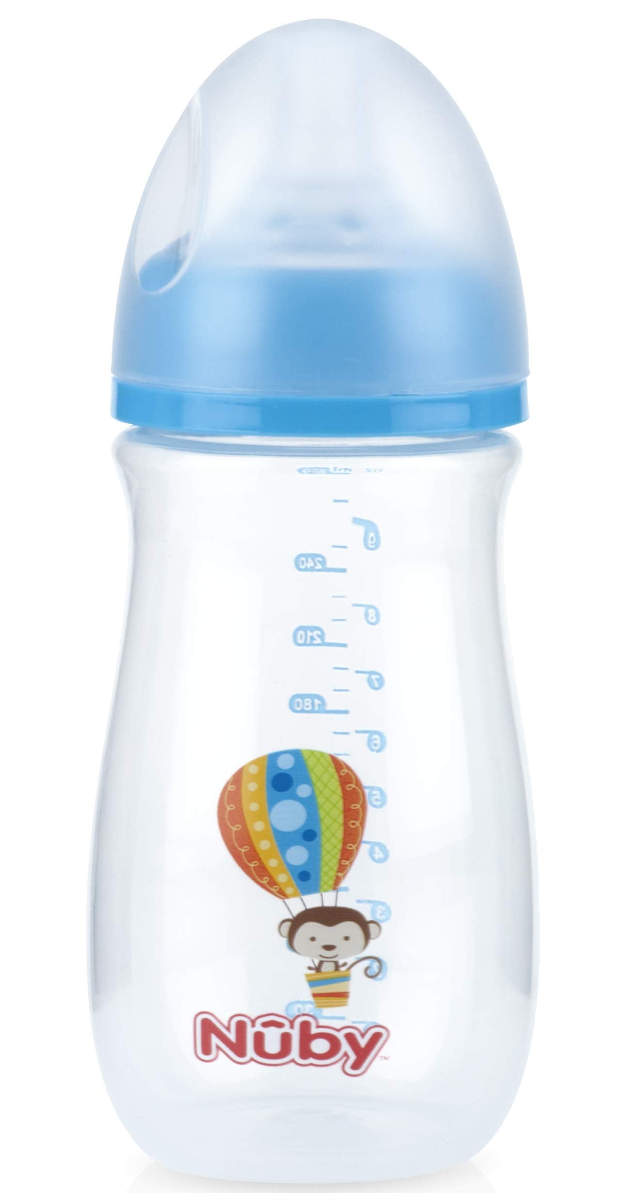 Nuby Wide Neck Bottle with Anti-Colic Air System, Colors/Prints May Vary, 1 Pack of 1 Bottle