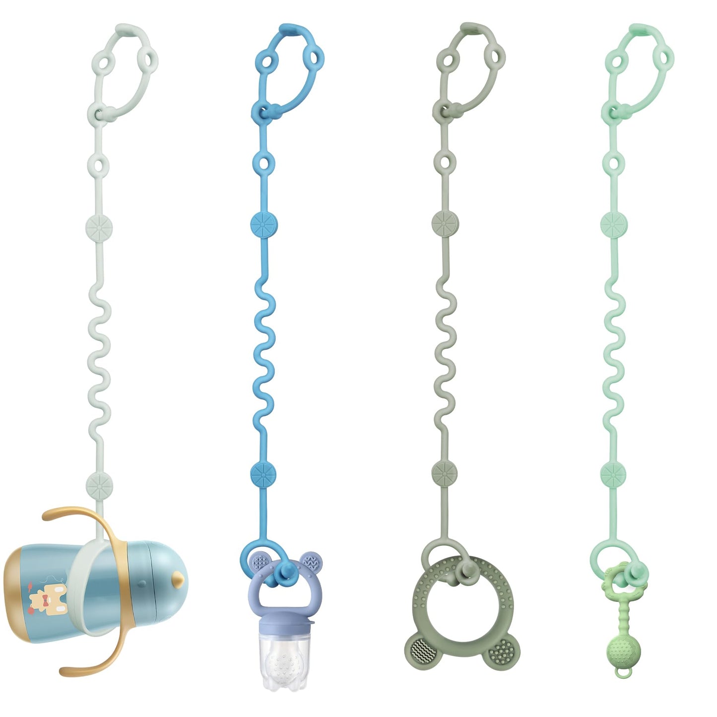 Toy Straps for Baby, 5pcs Adjustable Toy Holder for Stroller Accessories, Silicone Baby Tether Pacifier Clip, No Throw Baby Travel Essential Leash for High Chair, Car Seat (Gril-5 Pack)
