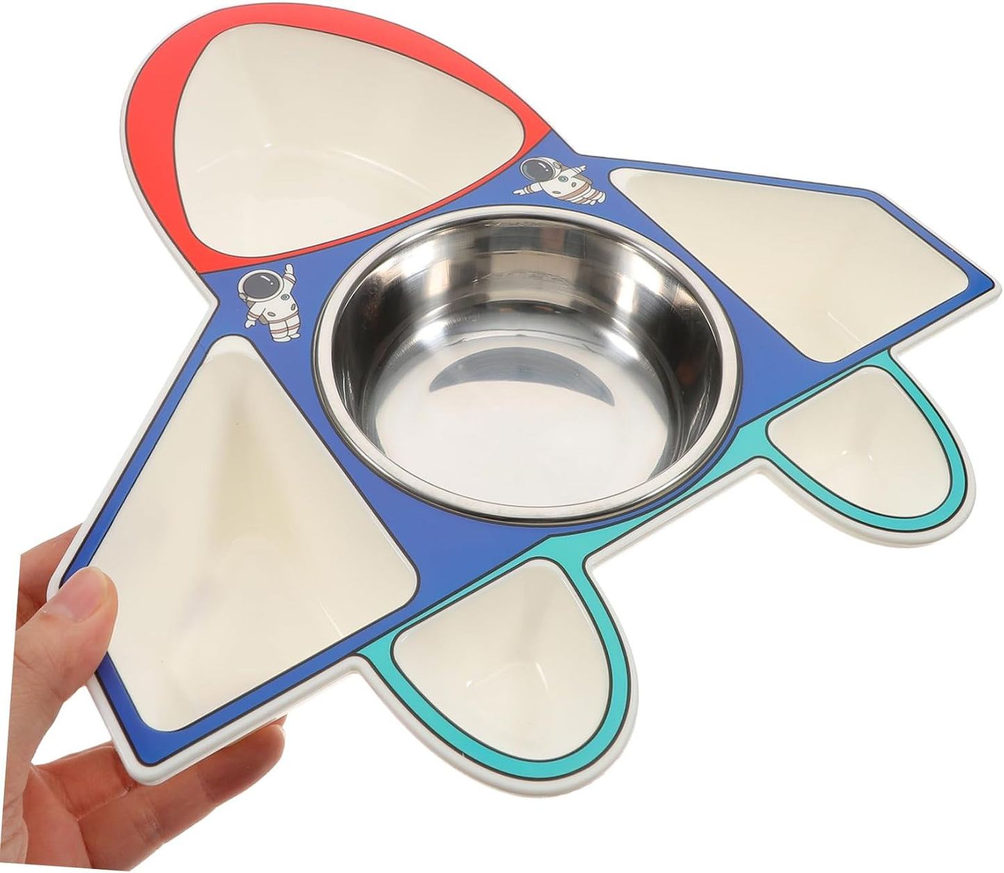 Beaupretty Children's Airplane Shaped Divided Plate Set for Toddlers 304 Stainless Steel Dinnerware with Spoon and Fork for Baby Food Serving and Creative Meals
