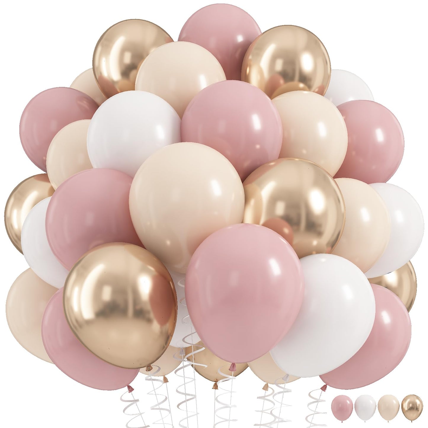 Dusty Blue Balloon Set, 60Pcs 12 Inch Slate Baby Blue White Sand Latex Balloon with Metallic Confetti Champagne Gold Helium Balloons for Birthday Party Baby Bridal Shower Boho Decortaions Supplies