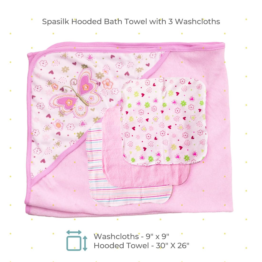 Spasilk Baby Bath Hooded Terry Towel with 3 Washcloths, Baby Bath Essentials, One Size, Blue Whale