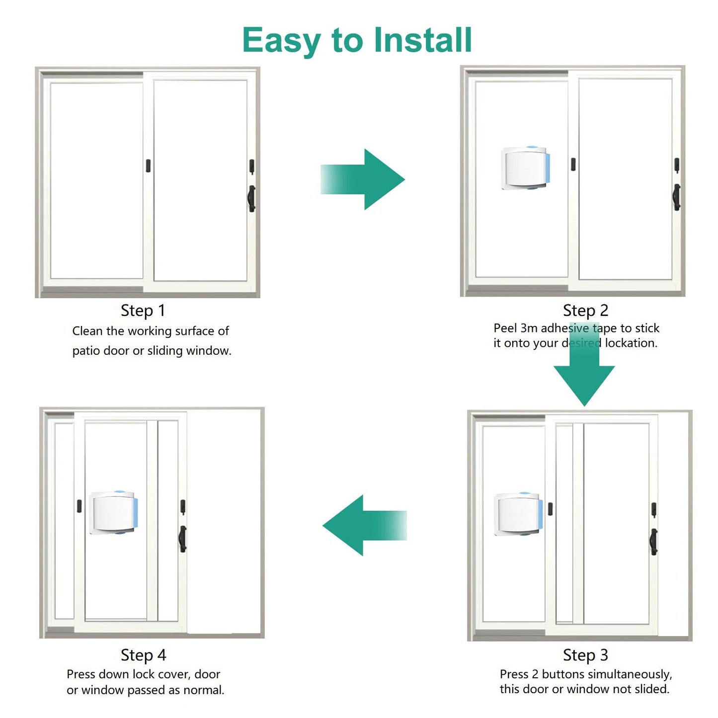 Sliding Glass Door Child Lock - OKEFAN 4 Pack Baby Safety Slide Window Locks for Kids Proof Patio Closet Doors No Drilling Tools Needed (Coffee)