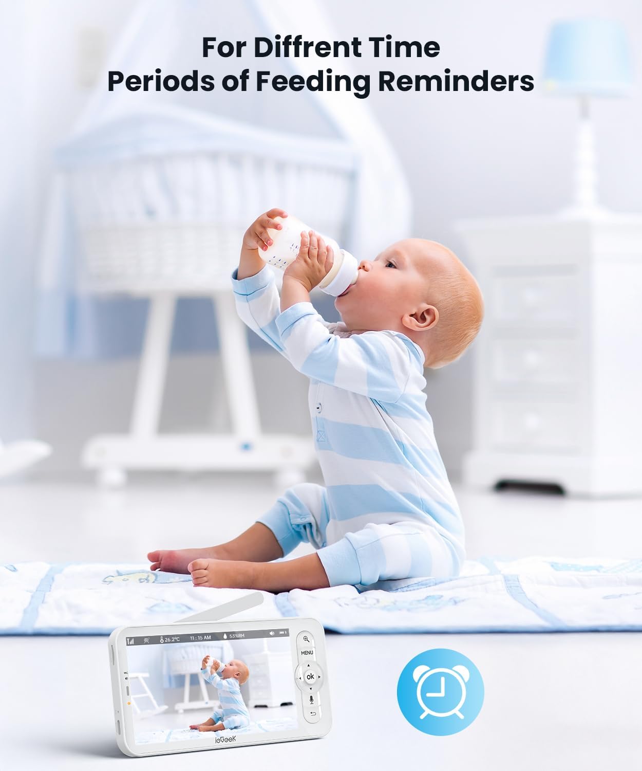 ieGeek Split-Screen Baby Monitor with 2 Camera and Audio-Two 2K Video Monitor with 5" Screen -Night Vision,Two-Way Talk,Cry&Motion Detection,Temper&Humidity Sensor,Remote Control via Screen and APP