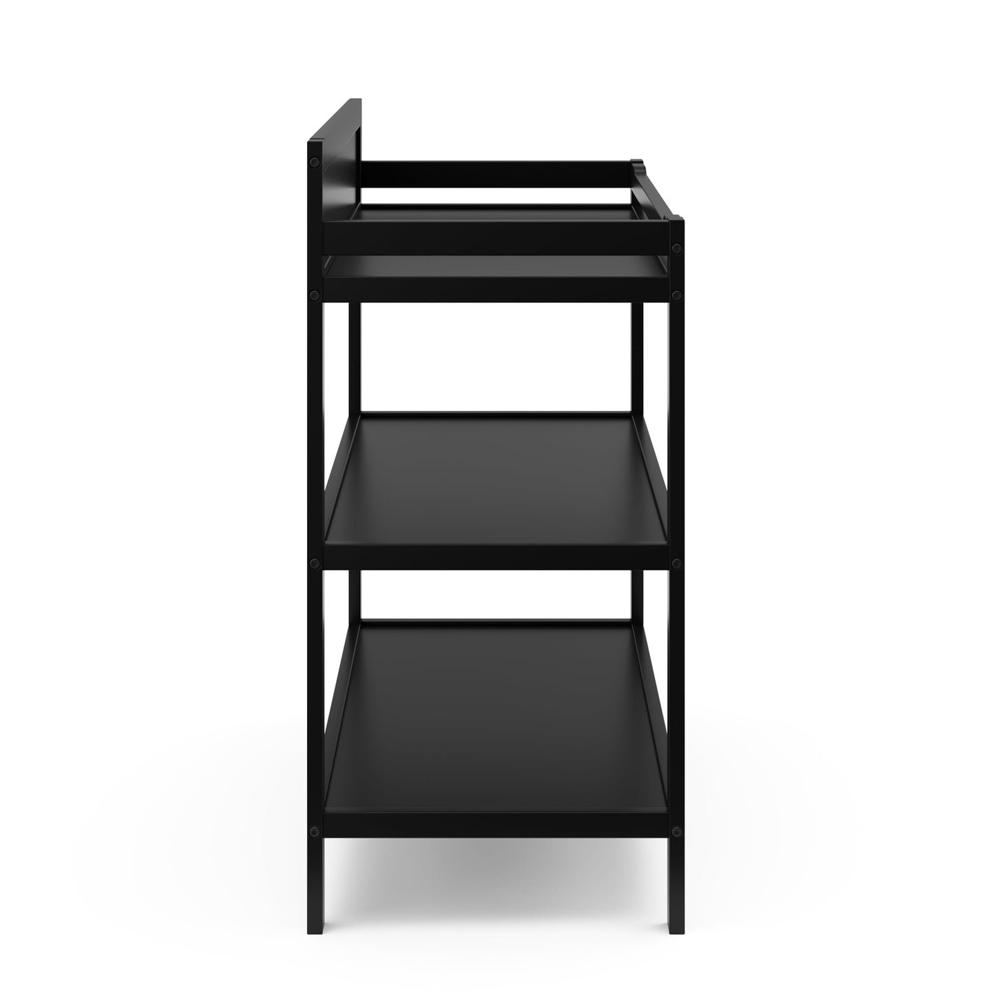 Storkcraft Alpine Changing Table (Black) – GREENGUARD Gold Certified Nursery Changing Table, Includes Water-Resistant Changing Pad, 2 Shelves for Nursery Storage and Organizing