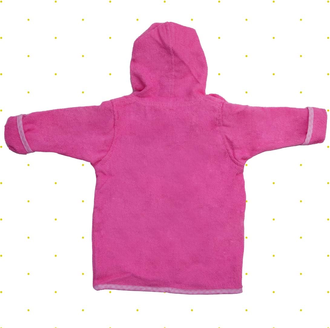 Spasilk 100% Cotton Hooded Terry Bathrobe with Booties, Pink Flower, One Size