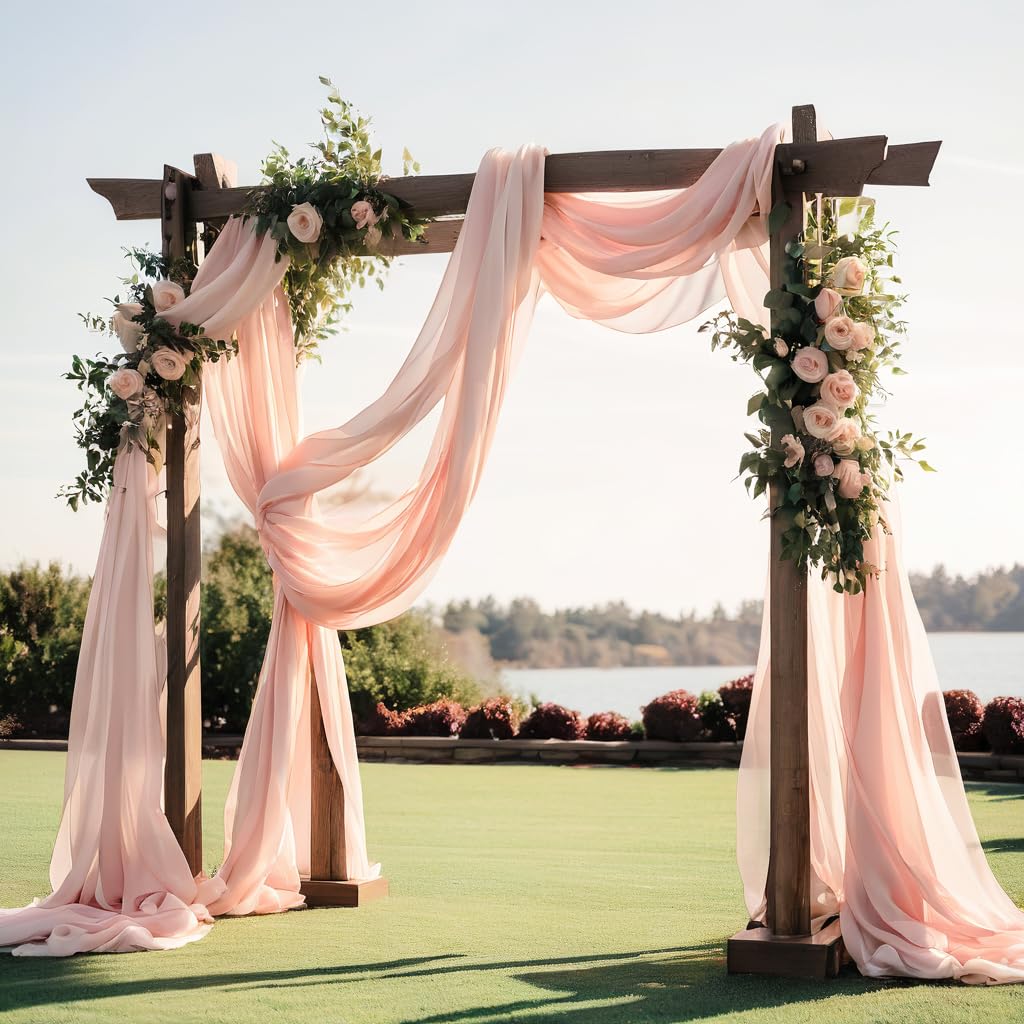 Barcelonetta | Chiffon Fabric | Decoration, Drapery Fabric | Wedding, Gender Reveal, Baby Shower, Birthday | for Arbor, Arch, Canopy, Table and Chair Decoration (Dusty Rose, 10 Yards)