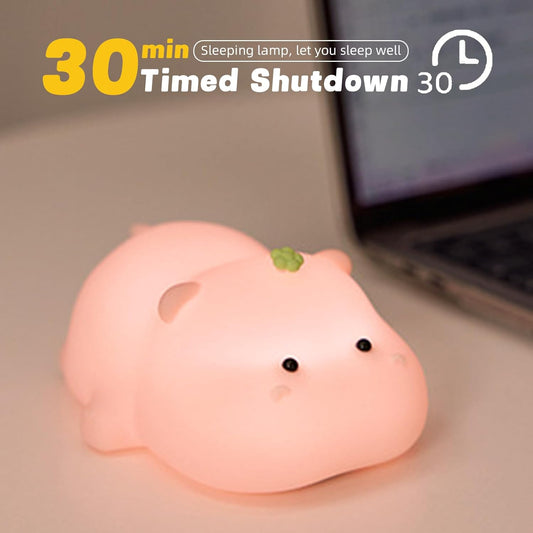 Night Light for Kids, Cute Pink Silicone Hippo Night Light, Rechargeable, Touch Sensor Bedside Table Lamp, Squishy Animal Led Lamp for Bedroom Living Room Gift Decor, Red, AAB-00212