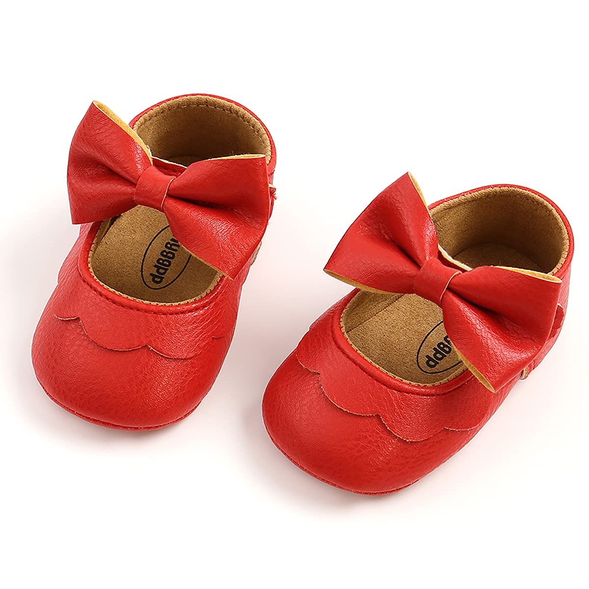 Baby Girls Mary Jane Flats with Bowknot Flowers Soft Newborn Infant First Walkers Crib Shoes Wedding Party Christmas Dress Shoes