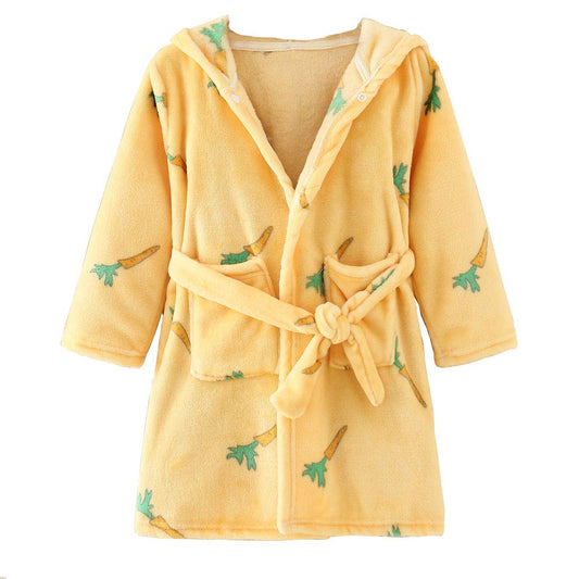 Unisex Baby Hooded Bathrobe Kids Flannel Pajamas Dressing Gown for Boys Girls