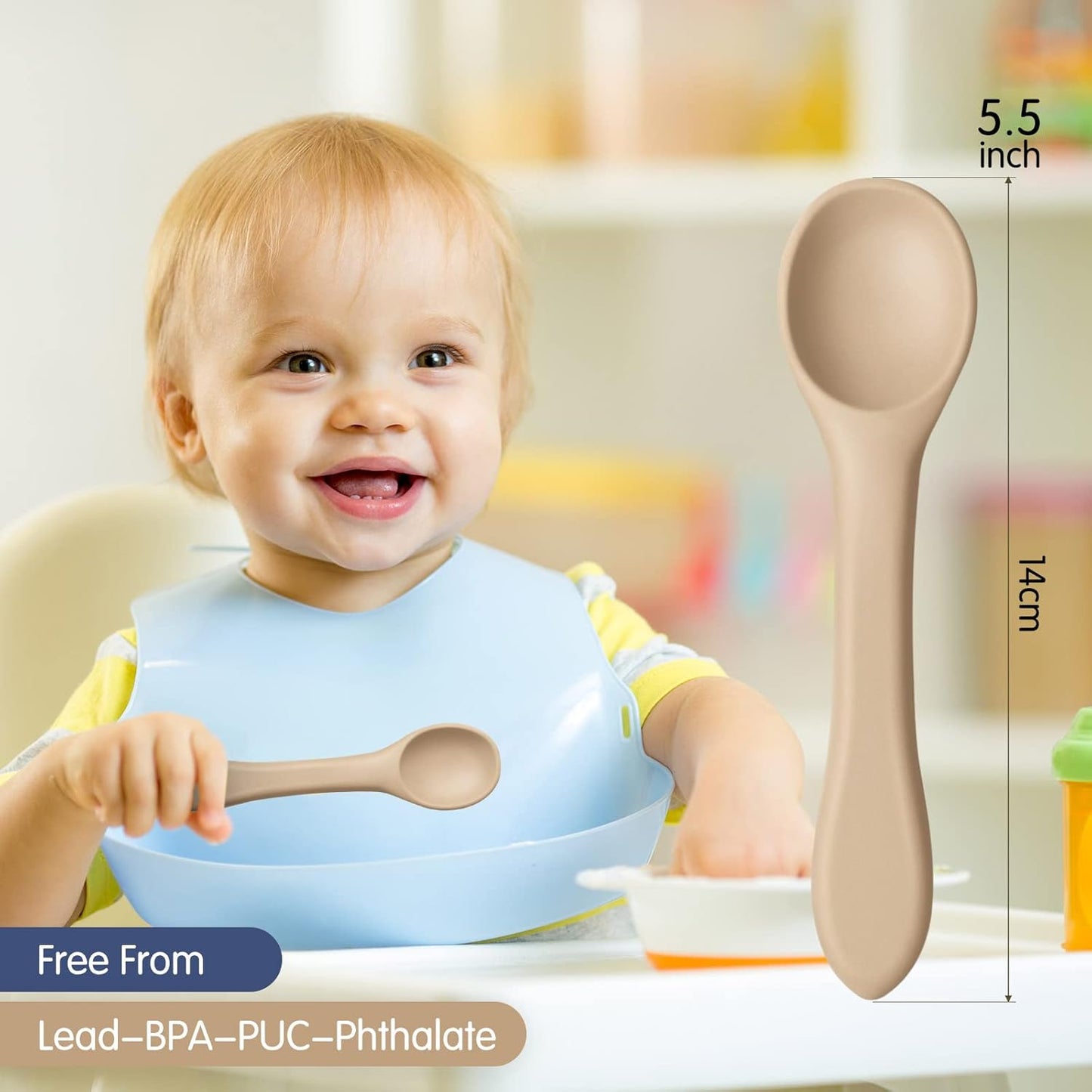 5-Piece Silicone Baby Feeding Set - Soft, Bendable Spoons for Infants & Toddlers