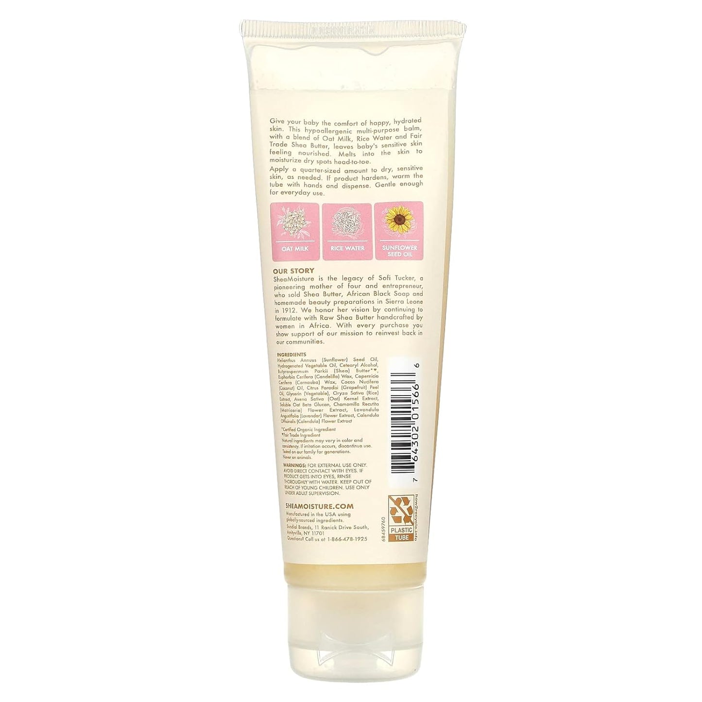 Baby Multi-Purpose Balm, Oat Milk & Rice Water, 3.5 oz (99 g), SheaMoisture