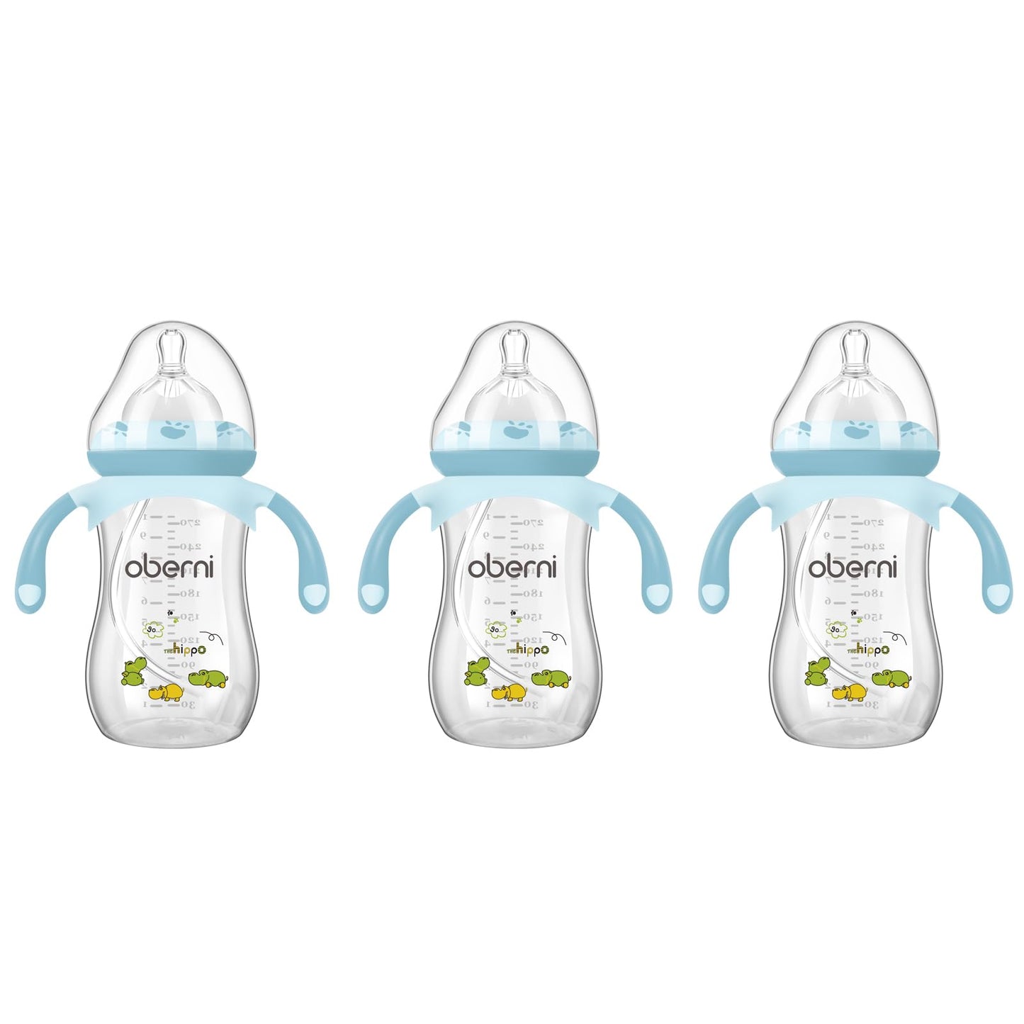 Baby Bottles, Weighted Straw Toddler Milk Bottles with Non-Slip Handle, Size + Variable Fast Flow, 12+ Months, BPA-Free, Blue/1Pack/9oz