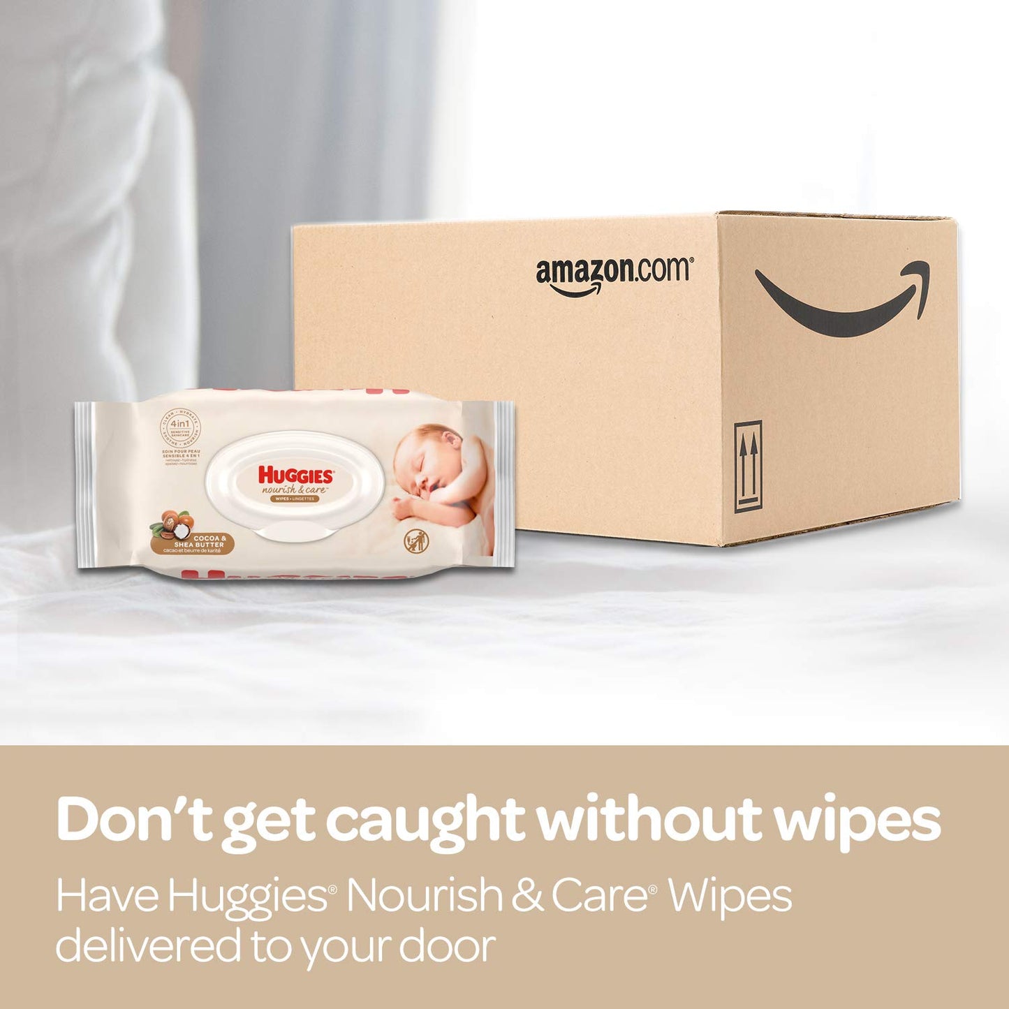Huggies Nourish & Care Scented Baby Wipes, 3 Flip-Top Packs (168 Wipes Total)