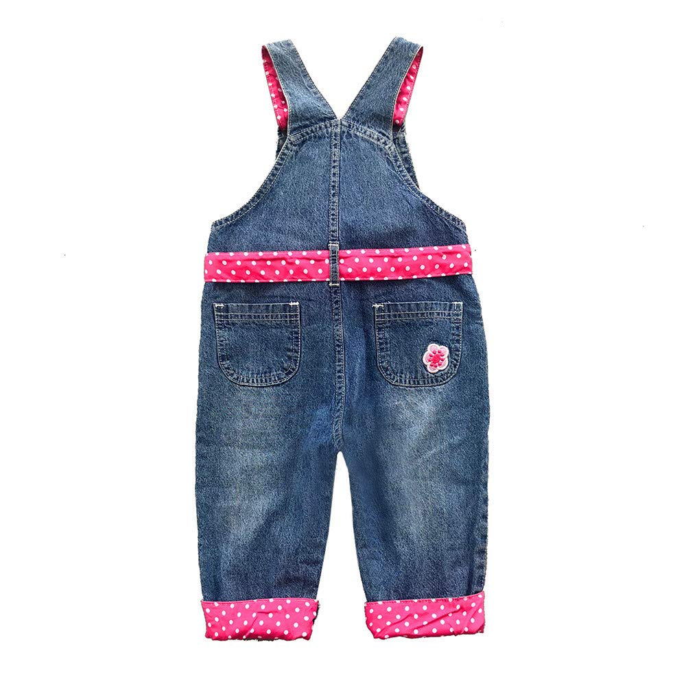 Peacolate 3months-3Years Baby Girls Denim Overalls Embroidery Bib Pants Jeans Jumpsuit