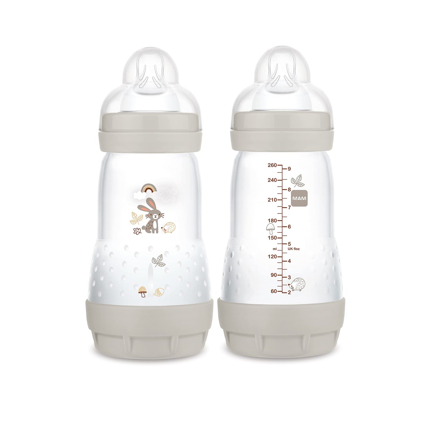 MAM 9oz Easy Start Anti-Colic Baby Bottles, Medium Flow, Breastfeeding-Like Silicone Nipple Bottle, Reduces Colic, Gas, & Reflux, Easy-to-Clean, BPA-Free, Colors May Vary