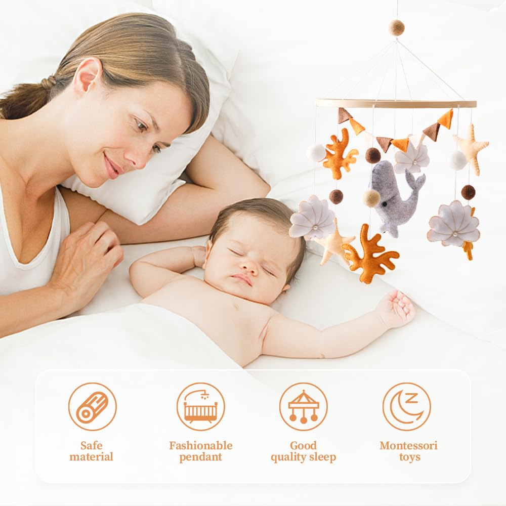 EERKEOD Baby Crib Mobile Bear Nursery Mobile for Boys Girls Teddy Velvet Mobile Nursery Decor for Infant Bedroom Hanging Baby Mobile for Bassinet Newborn Baby Gift(Brown Bear)