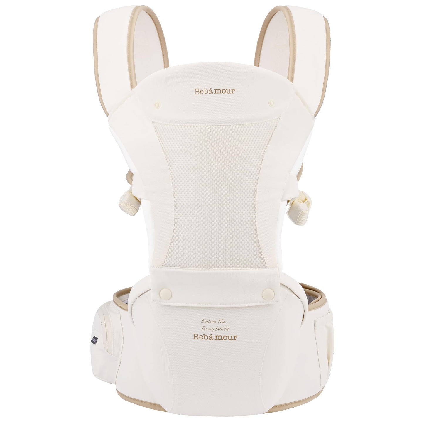 Bebamour Baby Carrier Newborn to Toddler-2 in 1 Hip Seat & Carrier Front and Back Carry with Head Hood & 3 Pieces Teething Pads& Waist Extenders & Storage Bag 0-36 Months (Green)
