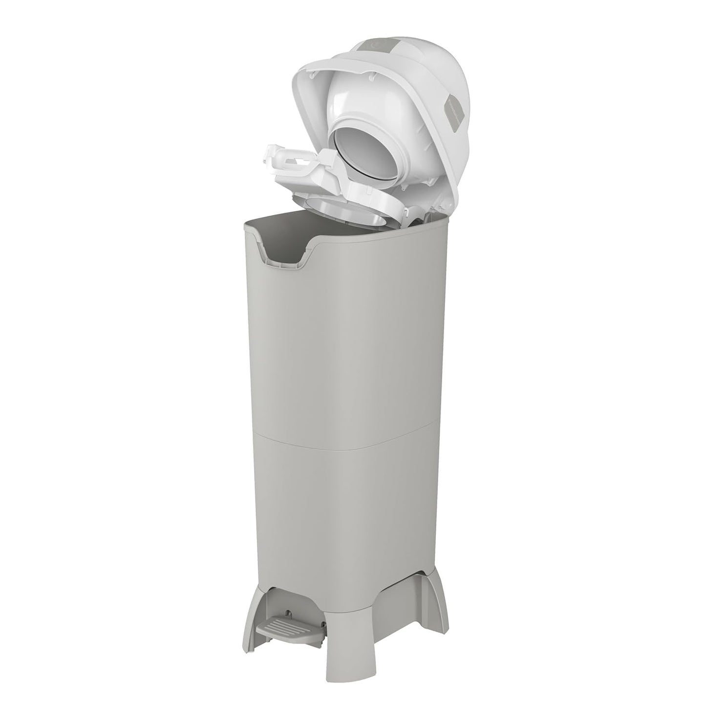 Foundations Hands Free Tall Diaper Pail with Airtight Lid - Durable & Odorless Diaper Disposal, Large Capacity, Holds up to 60 Newborn Diapers, Refill with Any Bags - Gray