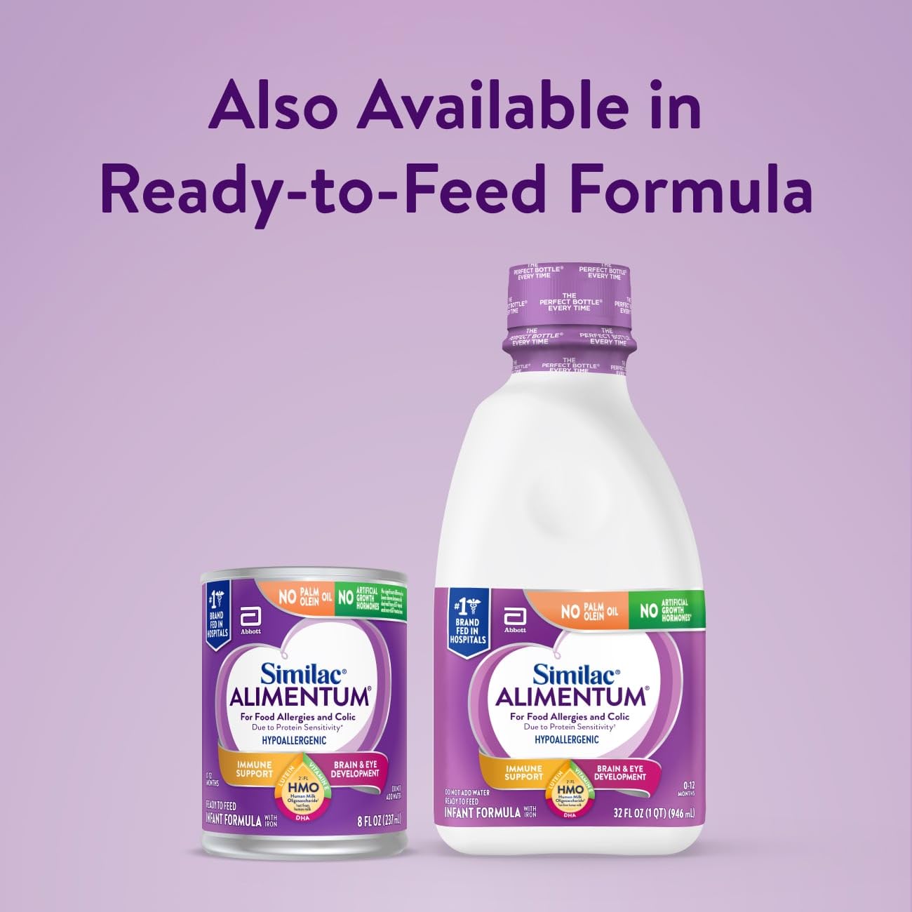 Similac Alimentum with 2'-FL HMO Hypoallergenic Infant Formula, for Food Allergies and Colic Due to Protein Sensitivity, Ready-to-Feed Baby Formula, 8-fl-oz Bottle, Pack of 24