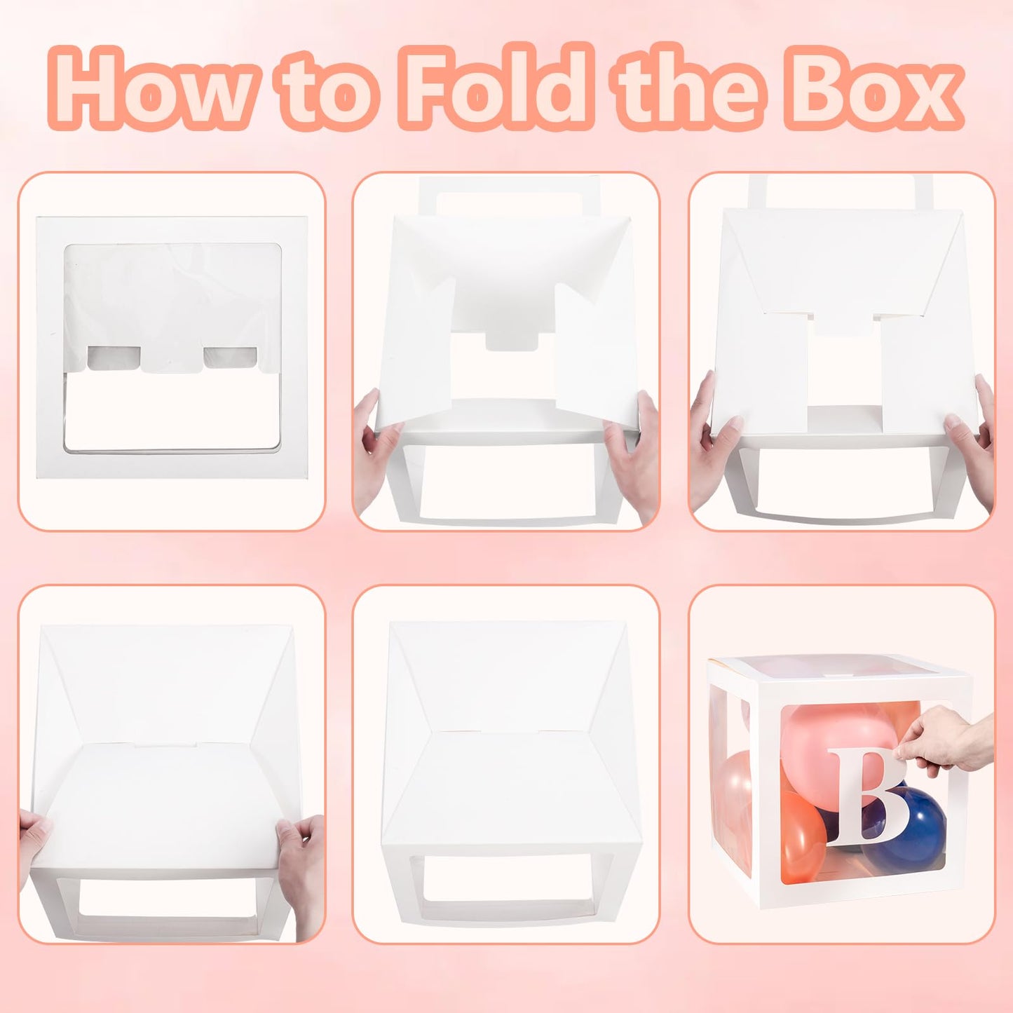 Baby Boxes with Letters for Baby Shower Decorations, Gender Reveal with 4 Pastel Balloon Boxes