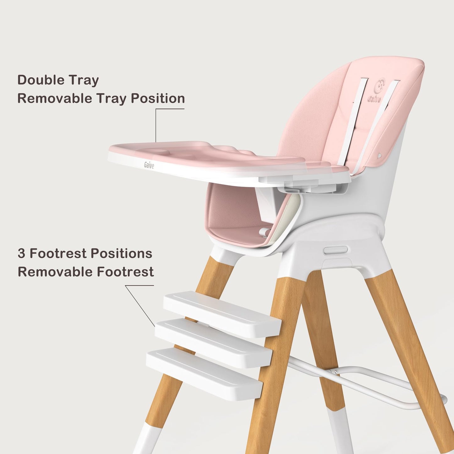 8 in 1 Highchair, Convertible Wooden Baby High Chair with Tray, Adjustable High Chair for Babies and Toddlers, Easy to Clean, Grow with Family|Booster|Learning Table|High Stool