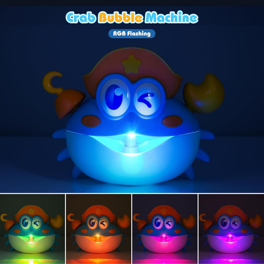 Bath Toys,Light Up Crab Bath Bubble Maker Baby Bath Toys for Kids Ages 1-3 4-8,Bath Bubble Machine with Colourful Light Bathtub Toddler Bath Toys Great Easter Basket Stuffers for Kids